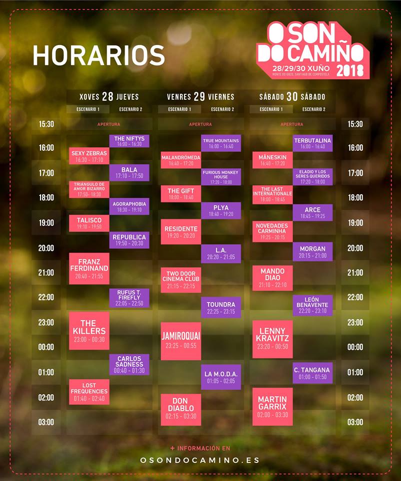 horarios son do camino