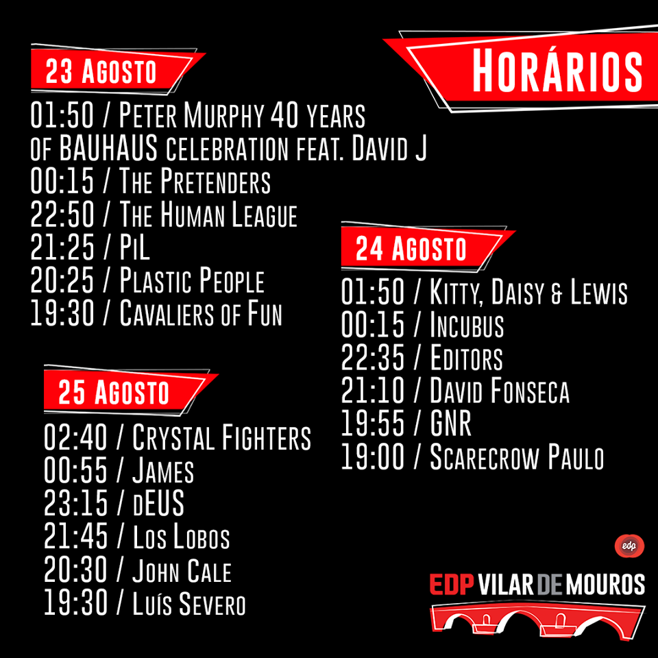 horarios festival edp vilar de mouros 2018