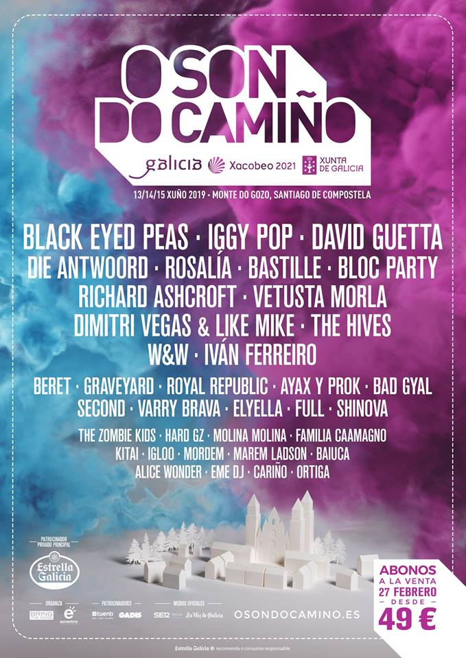 O Son do Camiño 2019 desvela su cartel completo con Iggy Pop, Rosalía, Black Eyed Peas o David Guetta